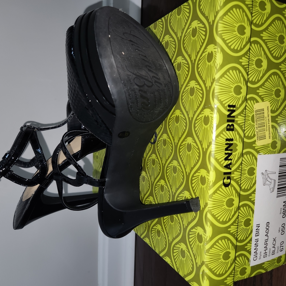 Black Strappy 5 inch Sandals - Picture 2 of 3